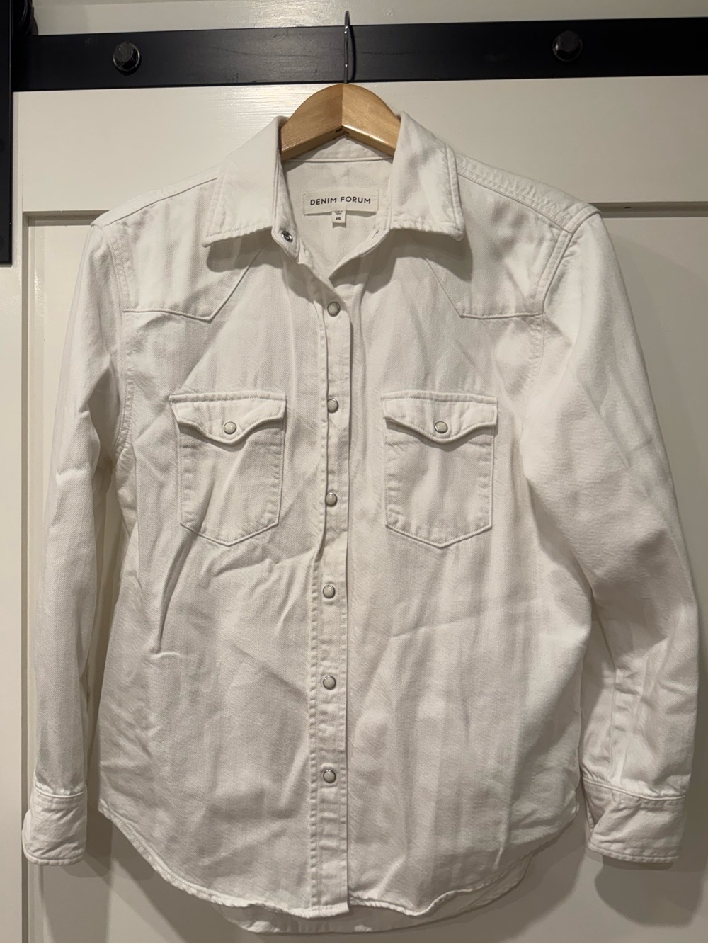 Aritzia Denim Forum White Button-Down Denim Jacket